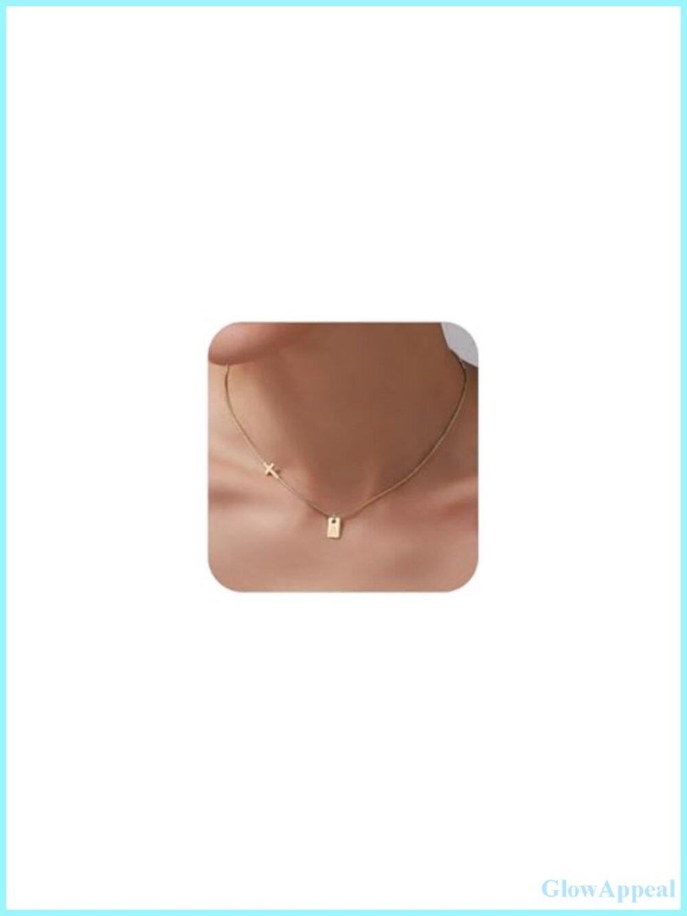 14K Gold Plated Dainty Cross Pendant Initial Necklace for Women